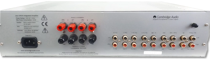 Cambridge Audio 640A v1 integrated amplifier - Rear View